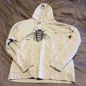 Light Gray Hoodie with Bee Day Graphic super soft fabric